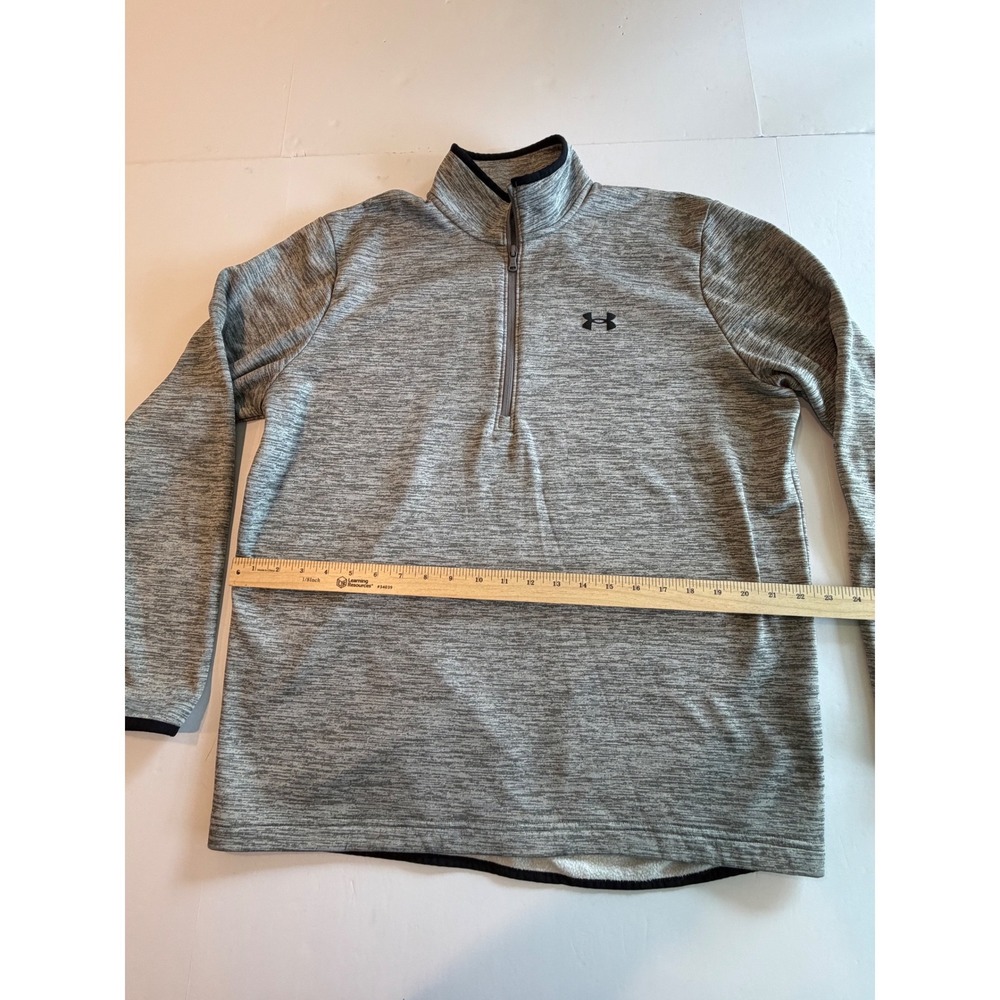 Under Armour Mens Grey Space Dye Fleece Lined Quarter Zip Pullover Large LG - Picture 5 of 7